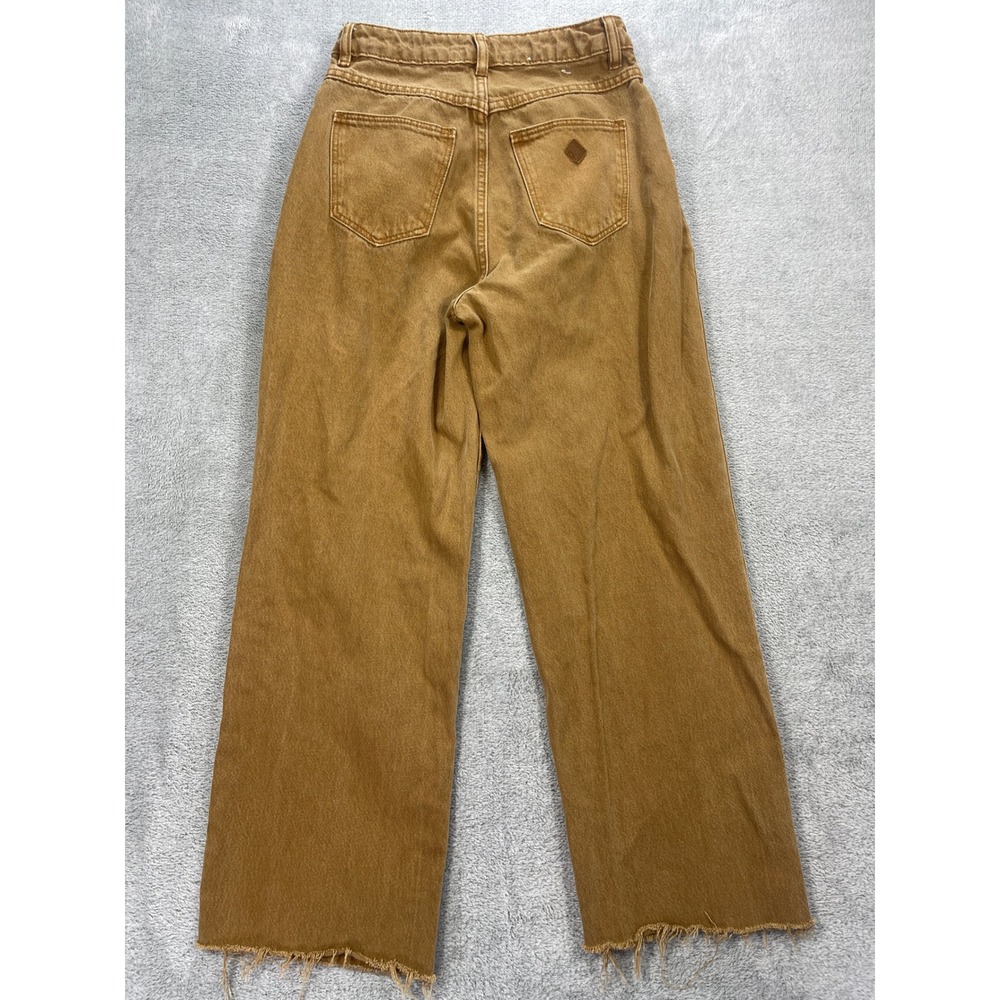 Abrand Jeans Women 25 Brown A Carrie Jean Wide Leg High Rise Raw Hem - Picture 4 of 12